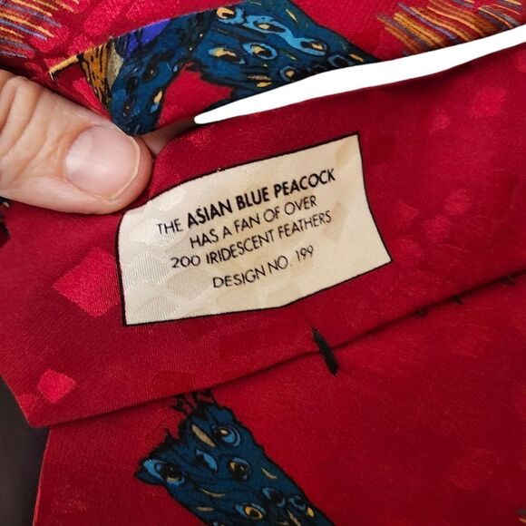 World Wide Wildlife tie The Asian Blue Peacock iridescent feathers #199‎ - Picture 7 of 7